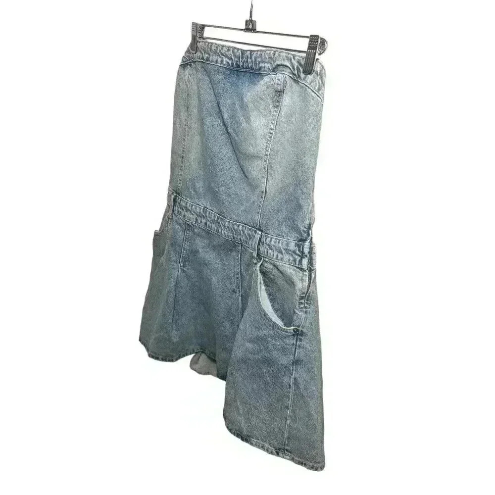ZARA PLEATED TRF DENIM DRESS XL NWT - Picture 5 of 11